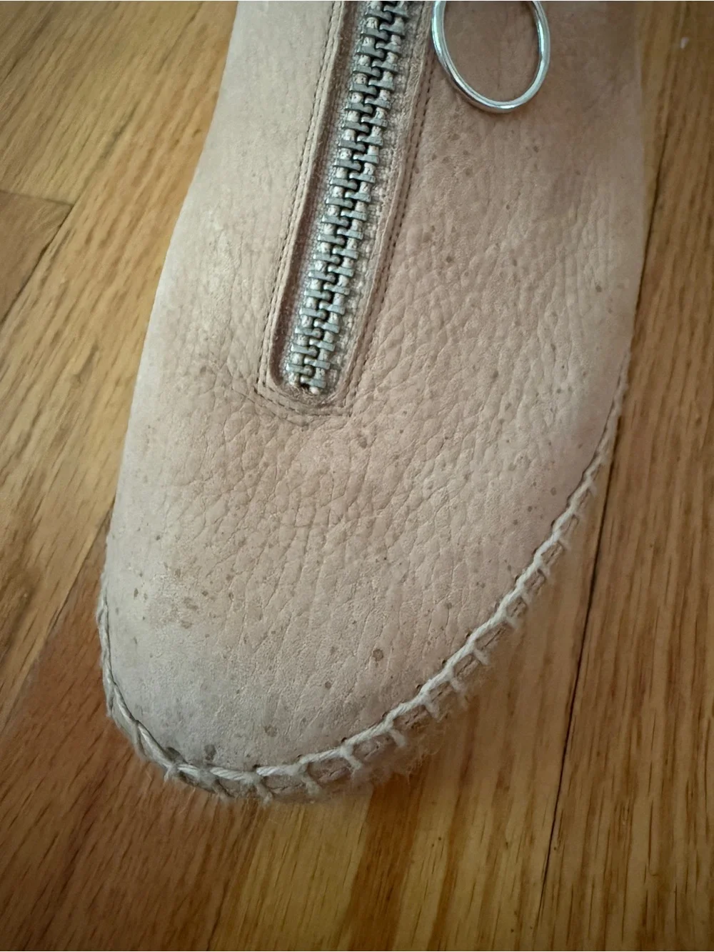 Alexander Wang Blush Suede Zip-Front Espadrille Flats